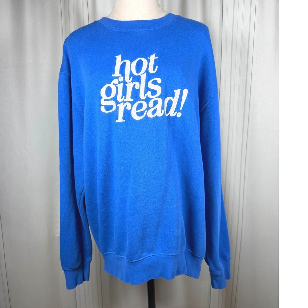 Allie Rose Hot Girls Read Royal Blue Fleece Crewneck Sweatshirt Large